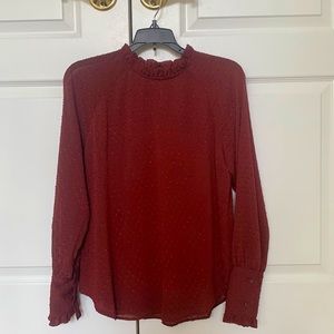 Anne Taylor Burgundy blouse with back button closure size small. New with tags.